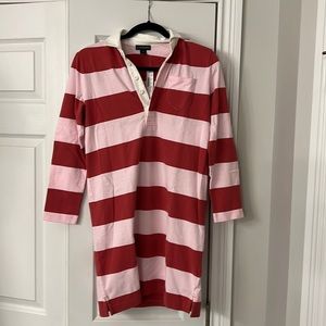 J. Crew Bold Red and Pink Striped Mini Dress